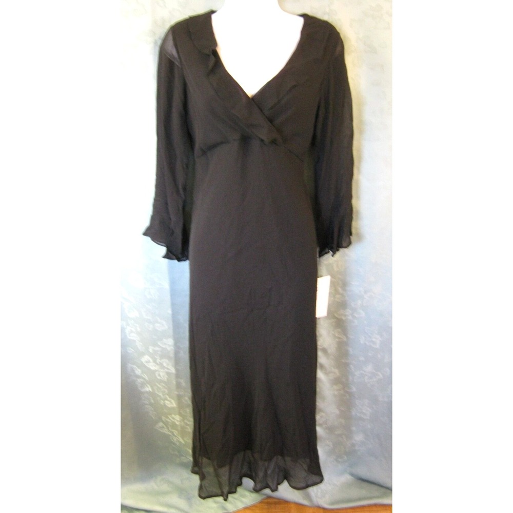 NEW Carol Anderson Silk Dress Size 6 LBD Sheer Lined Ruffled NWT